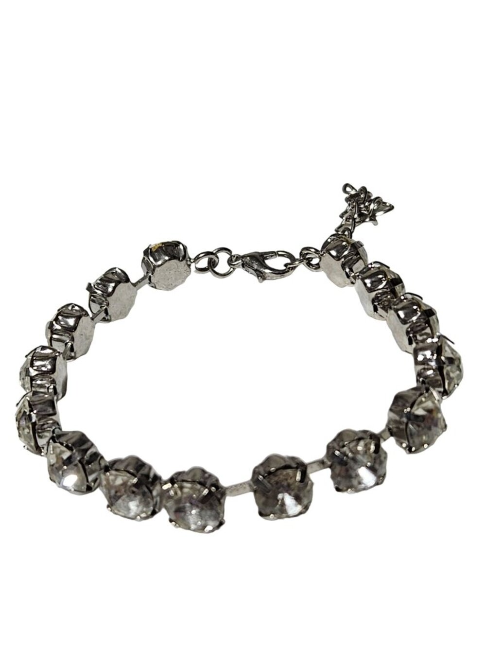 Vintage Rhinestone Tennis Bracelet Silver Tone Minimalist Fashion Jewelry Women